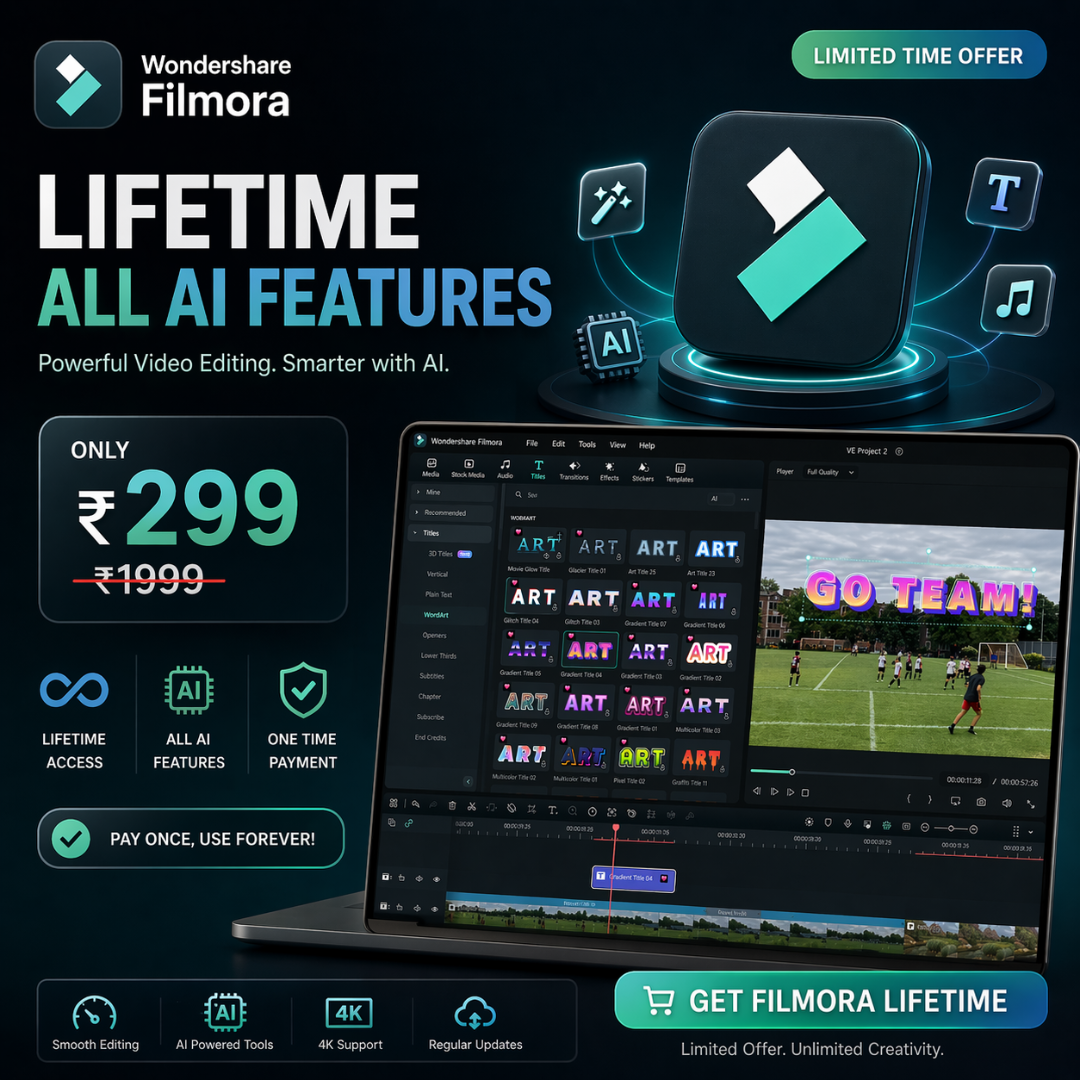 Filmora Lifetime Access | All AI Features | One-Time Payment | ā¹299 Only
