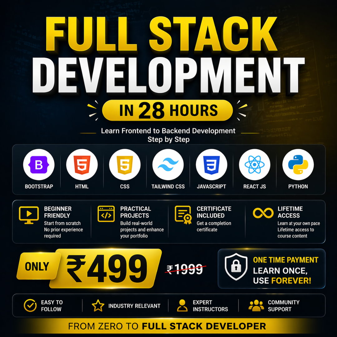 Full Stack Development Course | Beginner to Advanced | Lifetime Access | ₹499 Only