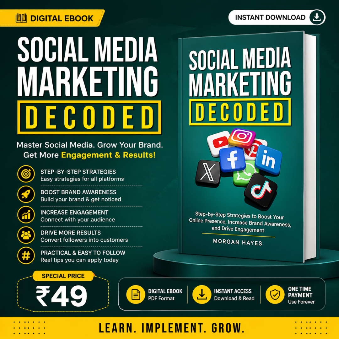 Social Media Marketing Decoded eBook | Grow Brand & Engagement | Digital PDF | ₹49 Only